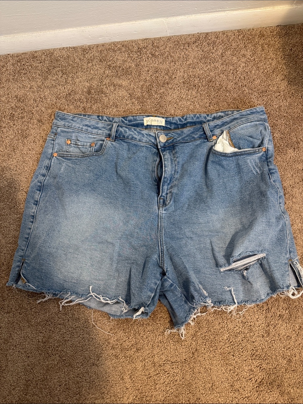 Eloquii Light Blue Distressed Women's Denim Shorts